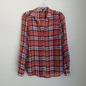 The Limited Ashton Orange Plaid Button Down Shirt